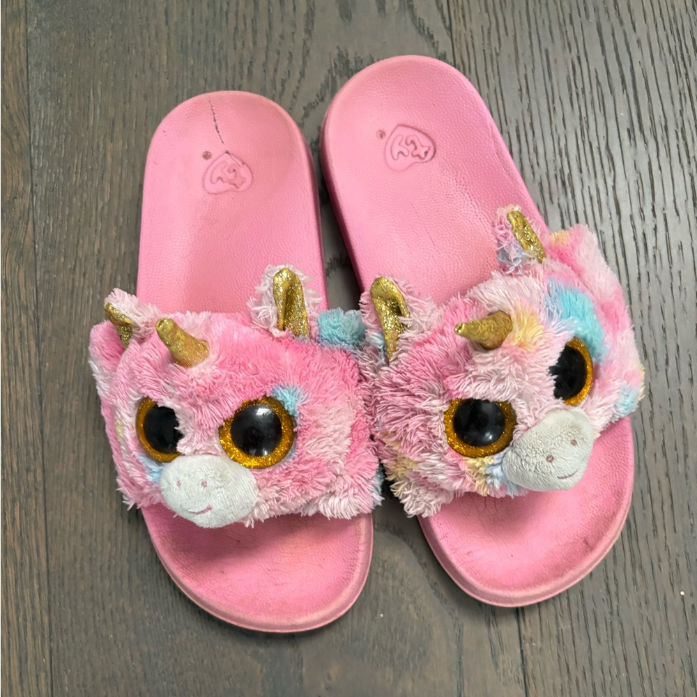 Beanie boo girls unicorn slippers sz 4 VGUC
